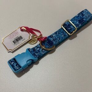 Lilly Pulitzer Blue and Gold Dog Collar Mermazing
